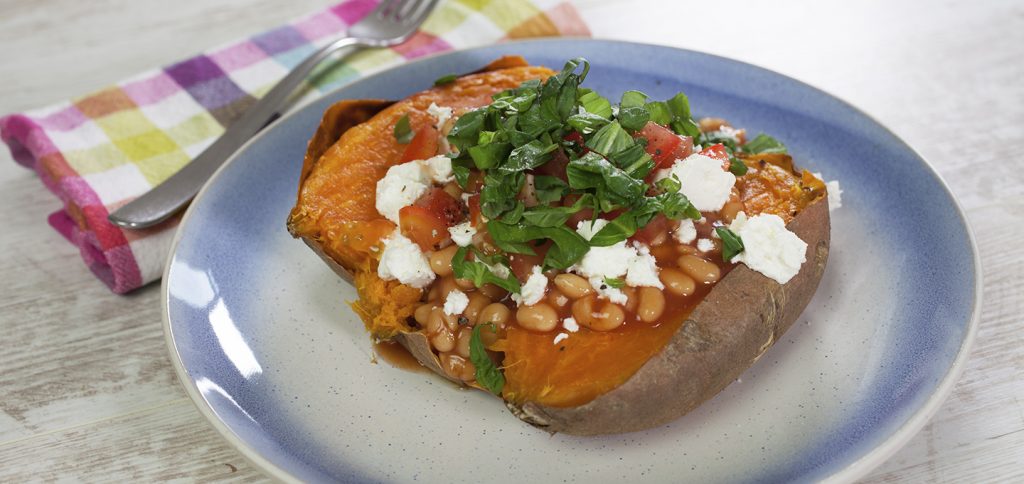 Baked Sweet Potato with Baked Beans